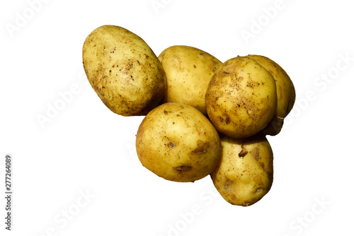 New potatoes  new crop  isolated on white background