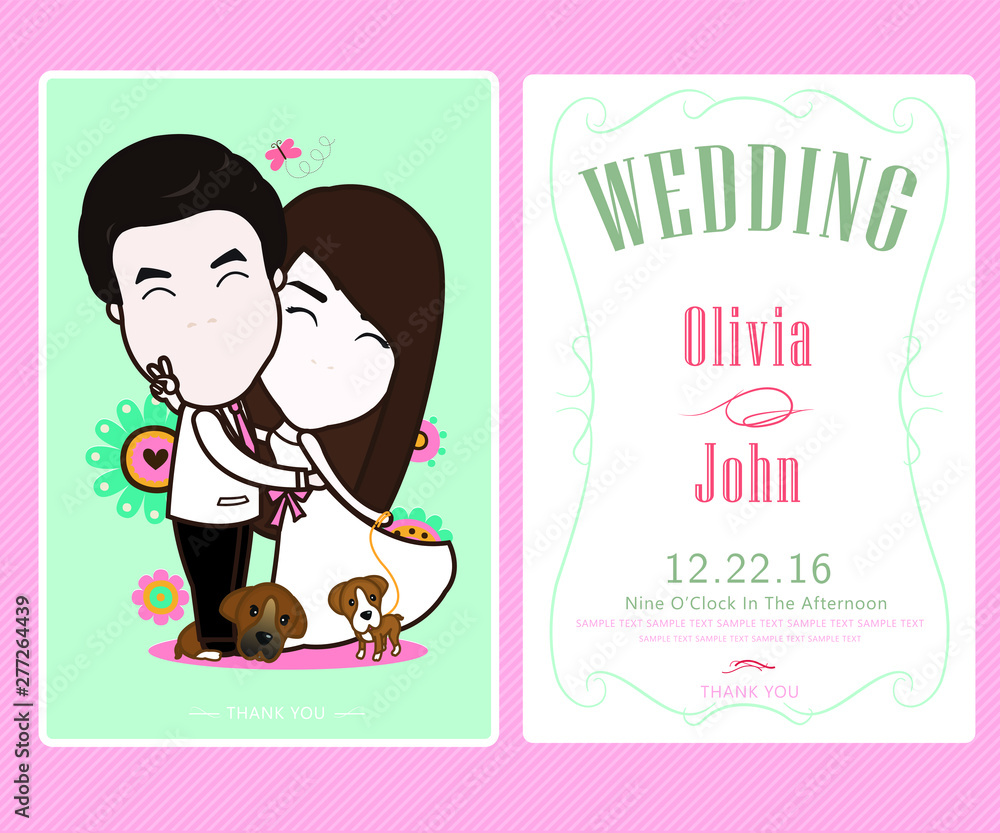 Bride and groom and flower beautiful, wedding card vector Bride and groom and flower beautiful, wedding card vector