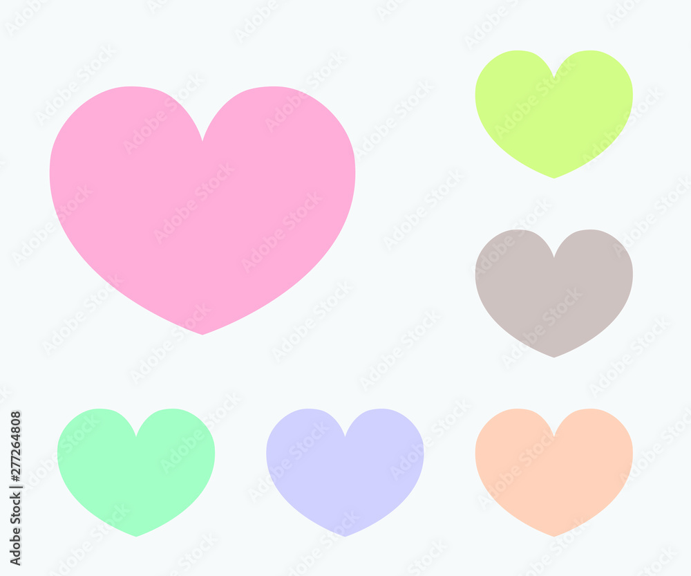 Valentine heart simbol, Pastel Icon Vector.