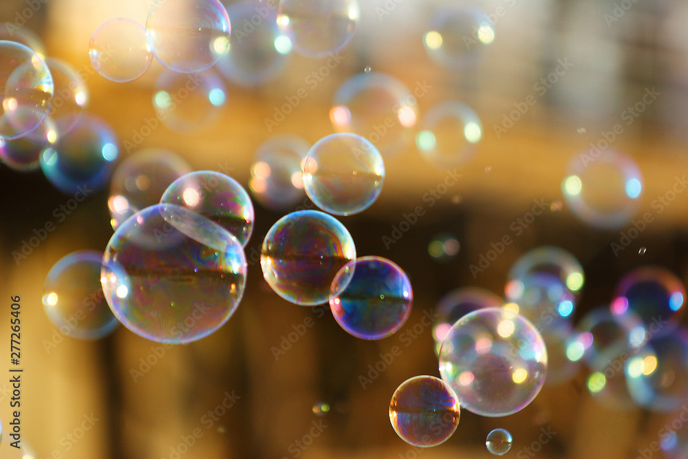 Soap bubbles in air