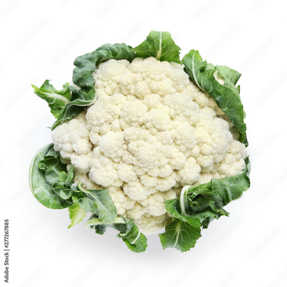 cauliflower isolated on white background, top view cauliflower isolated on white background, top view