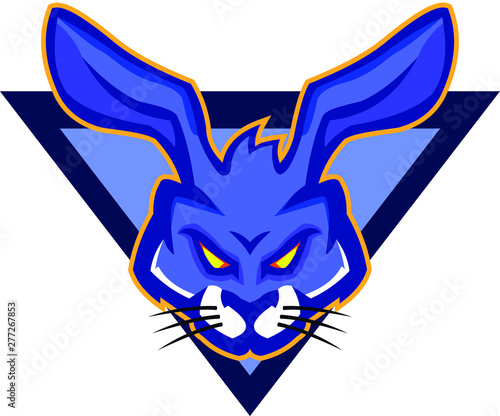 Dark bluish rabbit mascot logo