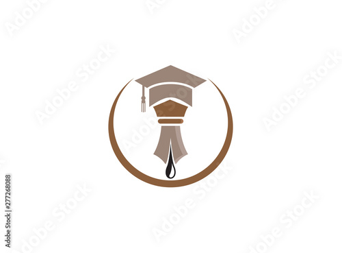graduation hat nd nib logo design illustration
