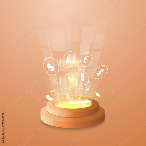 Money transfer. Global Currency. Stock Exchange. Stock vector illustration.