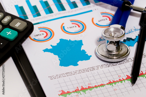 Financial stock market statistics chart, medical consultation and national economic issues, diagnosis and analysis