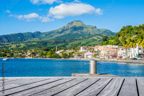 From Saint Pierre Pontoon in Martinique beside Mount Pelée volcano photo