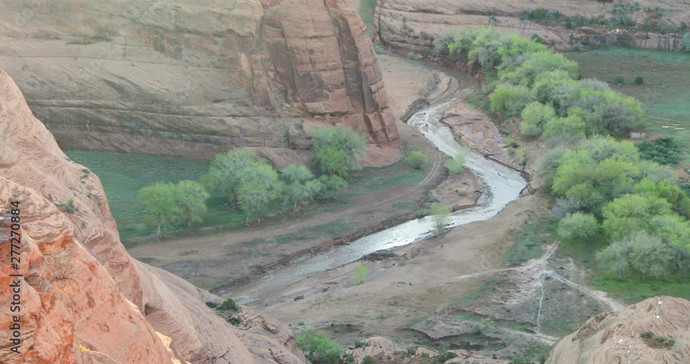 Hiking trail passing by a stream at the Canyon de Chelly, next to the Spider Rock. Hiking trail passing by a stream at the Canyon de Chelly, next to the Spider Rock.
