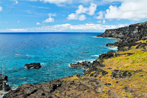 Fototapeta Naklejka Na Ścianę i Meble -  Blue Pacific Ocean -West side of Easter Island - Chile