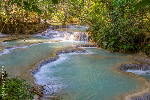 Waterfall in rain forest  Tat Kuang Si Waterfalls at Luang prabang  Laos. 