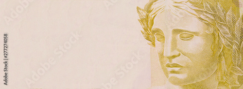 Fototapeta Naklejka Na Ścianę i Meble -  Twenty bill money. Republic's Effigy bust on Brazilian money. Space for text.