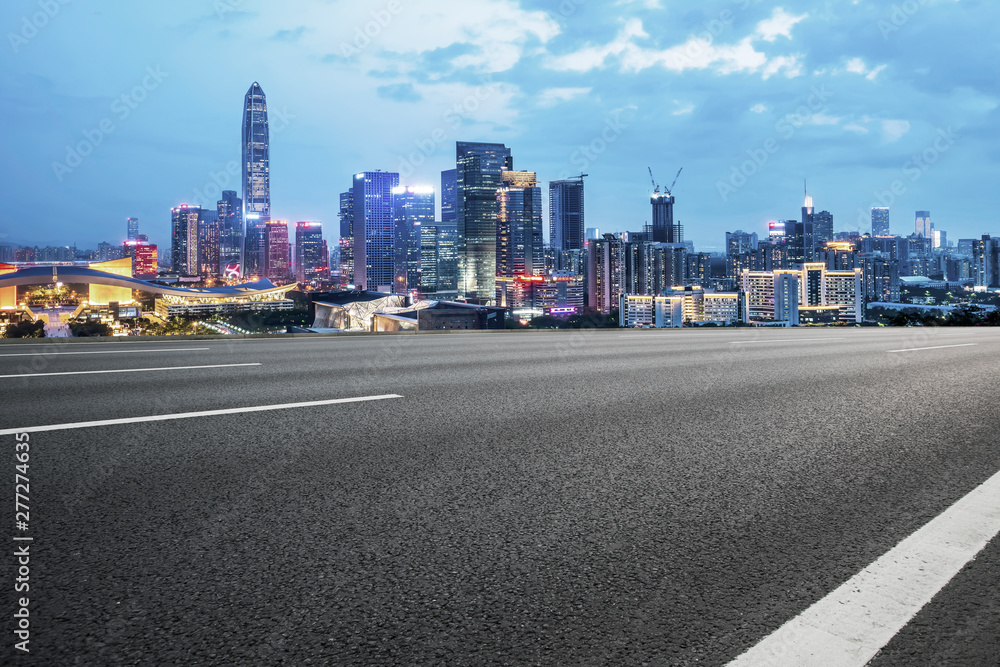 Road and skyline of urban architecture.. Road and skyline of urban architecture..