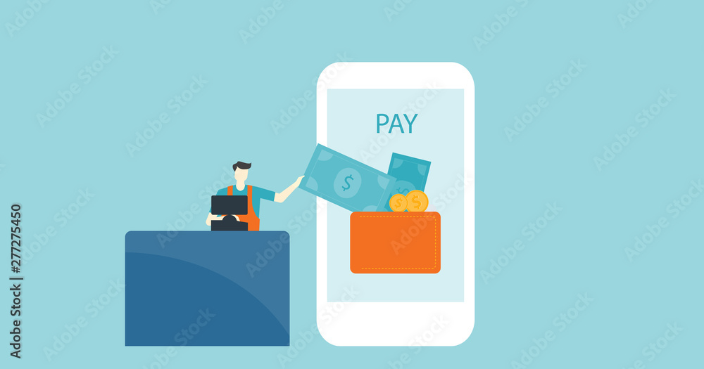 flat vector banner design business mobile payment concept flat vector banner design business mobile payment concept