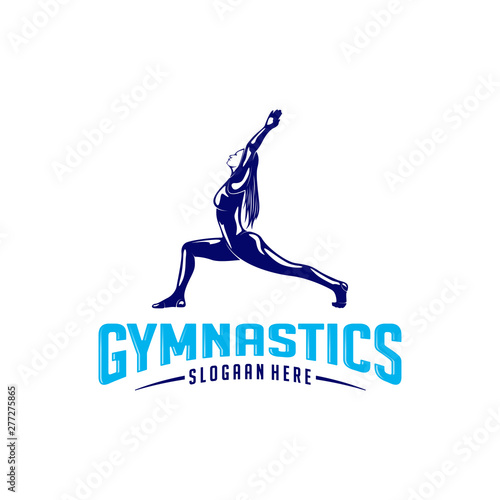 Women fitness exercise logo vector. Gymnastics Logo Template. Healthy Sexy body vector.