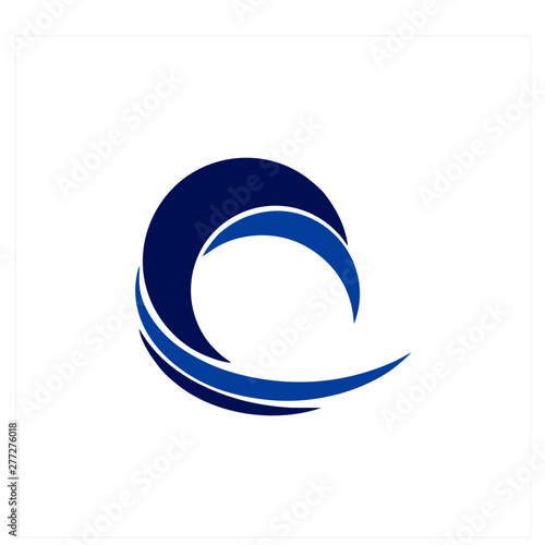 simple C ornamental wave water logo and vector icon