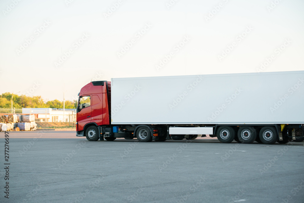 huge truck with wagon delivering some package outdoor huge truck with wagon delivering some package outdoor