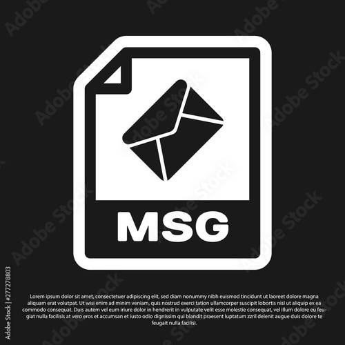Black MSG file document icon. Download msg button icon isolated on black background. MSG file symbol. Vector Illustration