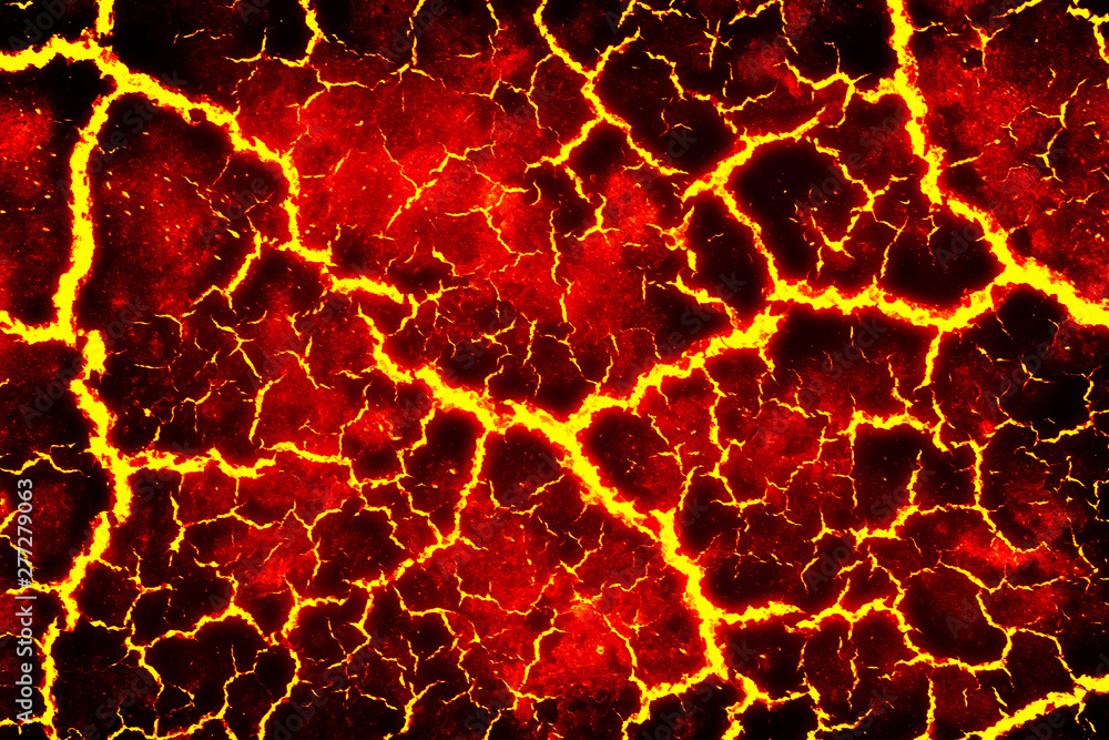 heat red cracked ground texture after eruption volcano Stock Photo ...