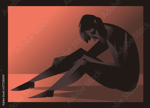 lonely sad man calustrophobia in the dark