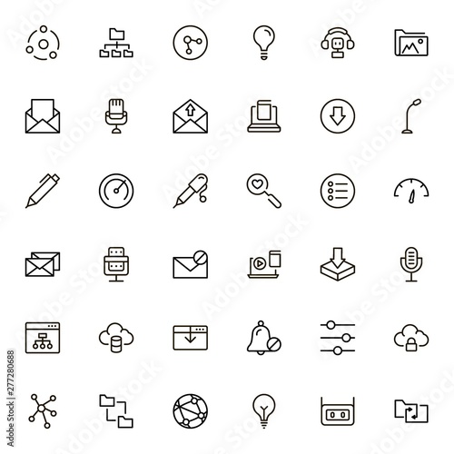 Mobile communicaton line icon set