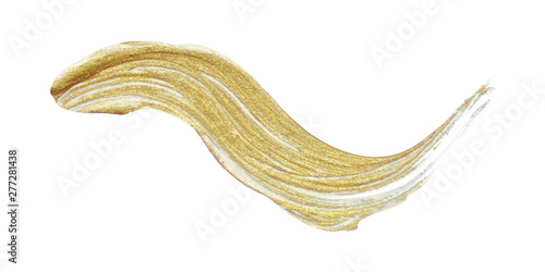 Realistic gold glitter paint brush.