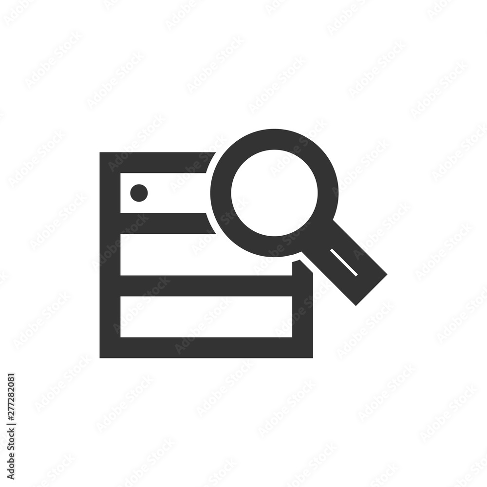 Database search icon in thick outline style. Database search icon in thick outline style.