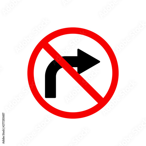 Traffic signs, no turn right. Vector icon