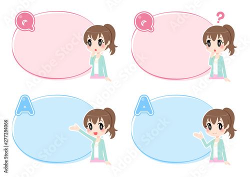女性とQ＆Aの枠　セット