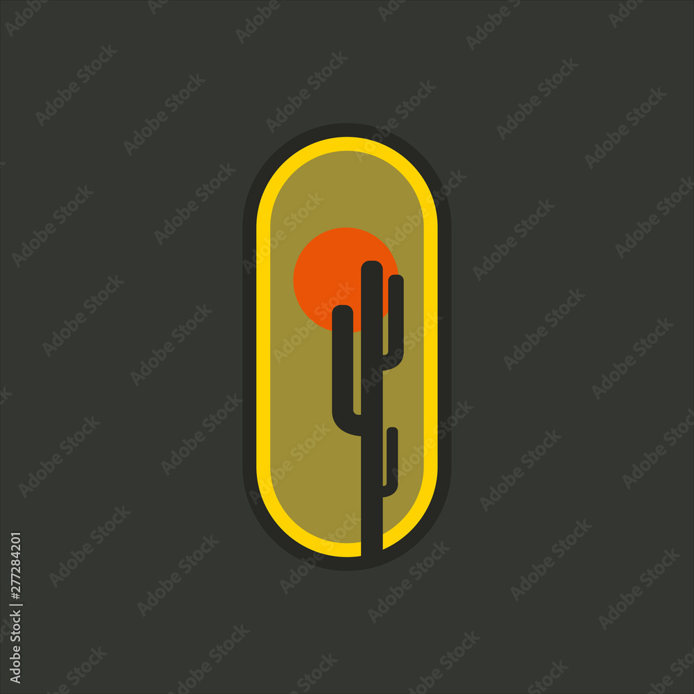 cactus desert sunset flat design cactus desert sunset flat design