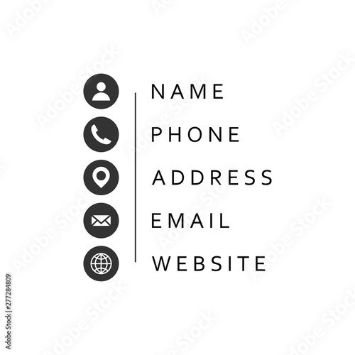 Business card information icon set template vector