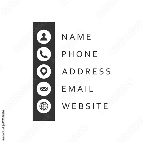 Business card information icon set template vector