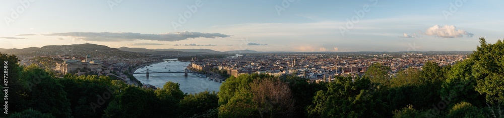 Panoramic Budapest city view in summer, Hungary. Aerial landscape