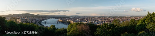 Panoramic Budapest city view in summer, Hungary. Aerial landscape