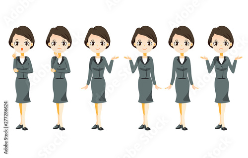 スーツ女性の案内ポーズ