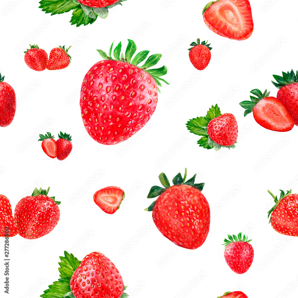Watercolor hand drawn strawberry isolated seamless pattern. Watercolor hand drawn strawberry isolated seamless pattern.