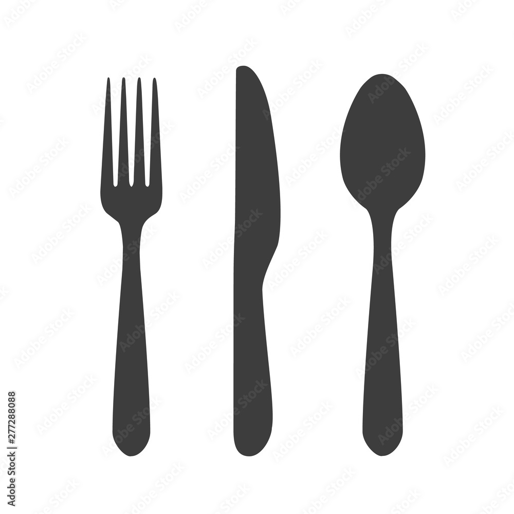 Fork knife spoon black silhouettes Fork knife spoon black silhouettes
