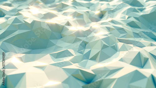 Abstract background. Low poly span. Triangulated with depth of field and highlights. Daytime, bright lighting. 3d rendering.