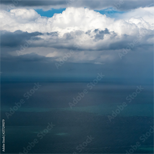 vue aérienne de la mer avec un ciel d'orage à Quiberville en Seine Maritime en France