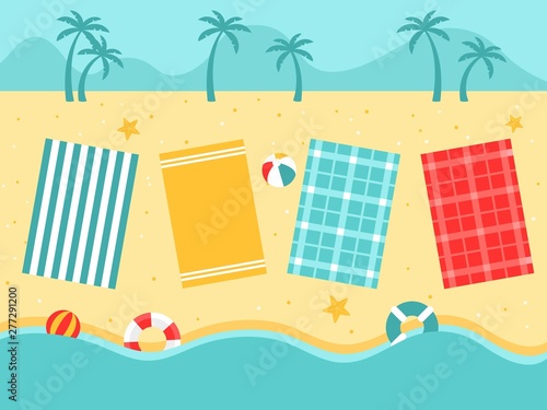 Summer Holiday, Beach view with beach equipment