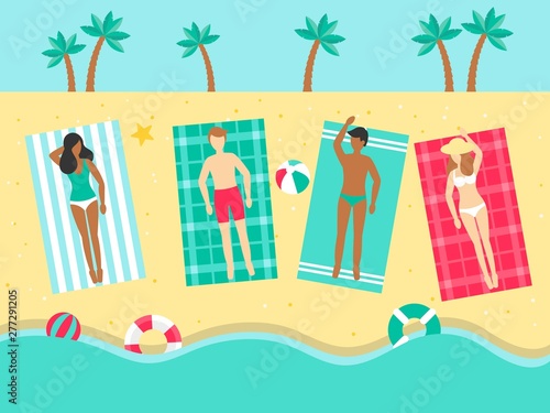 Summer Holiday, Sunbathing on the beach vector