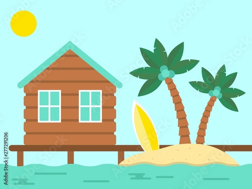 Summer Holiday, Bungalow and Island with sea