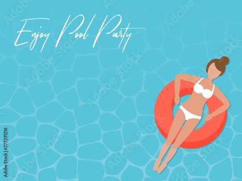 Enjoy Pool Party, Woman on the swim ring in the sea