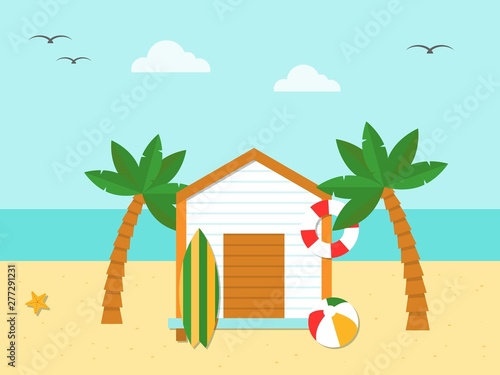 Summer Holiday, Bungalow on the beach vector