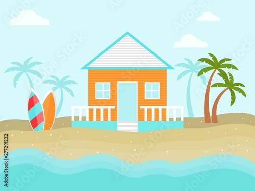 Summer Holiday, Bungalow on the beach vector