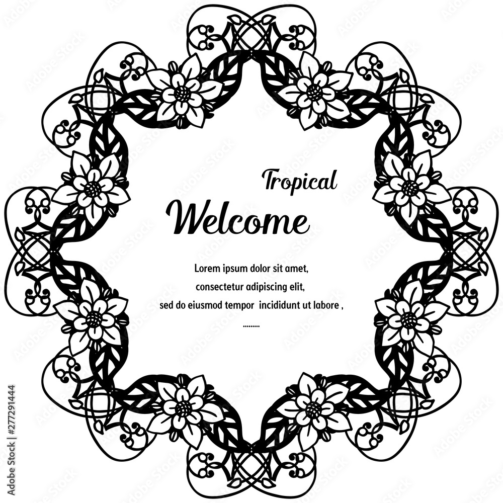 Vintage of welcome tropical, decorative flower. Vector
