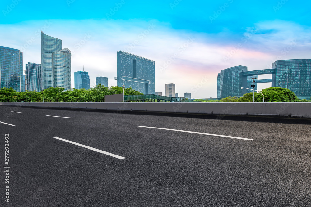 Road and skyline of urban architecture Road and skyline of urban architecture