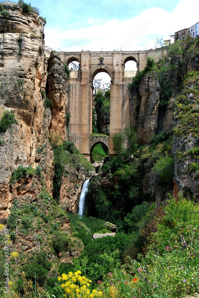 View of the new bridge and gorge, Ronda, Spain.