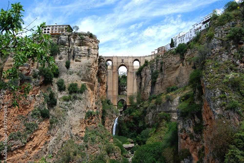 View of the new bridge and gorge, Ronda, Spain.