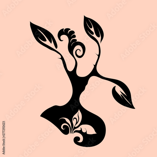 Vector stylized floral two-color pattern for application to a household item