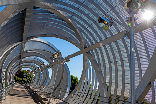 Принти на полотні Arganzuela Footbridge in Madrid with modern spiral metal architecture and geomet