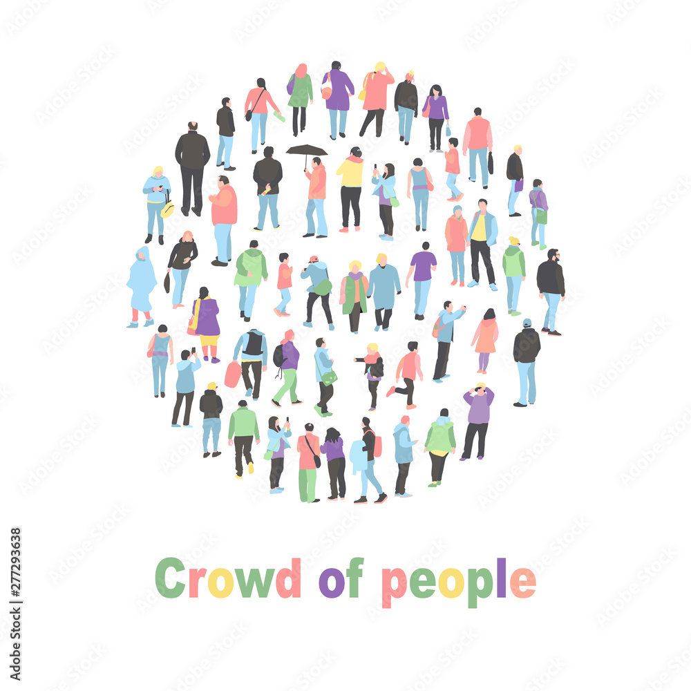 a crowd of people in the shape of a circle. large group of people decide